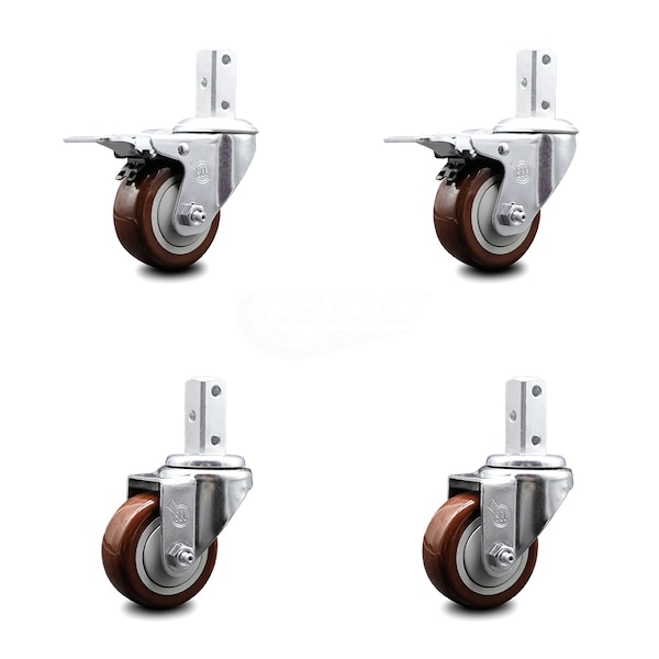 Service Caster 3.5 Inch Maroon Poly Swivel 3/4 Inch Square Stem Caster Total Lock Brakes, 2PK SCC-SQTTL20S3514-PPUB-MRN-34-2-S-2 - main
